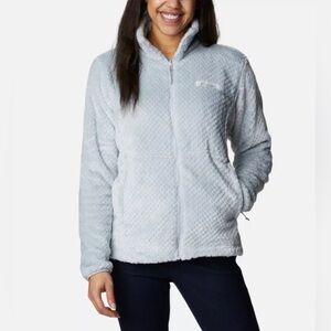 Columbia Teddy Fleece Zipper Front-Jacket Ski Bunny Athletic Athleisure Sm/Med